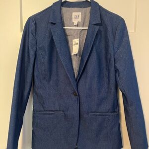 Gap Woman's Indigo Blue Academy Blazer Striped Liner NWT MSRP $69.99 Size 4